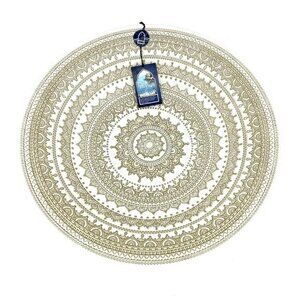 Turkish Glass White Glass Round  Bowl Serving Salad Gold Lace Print 16" Wide XL